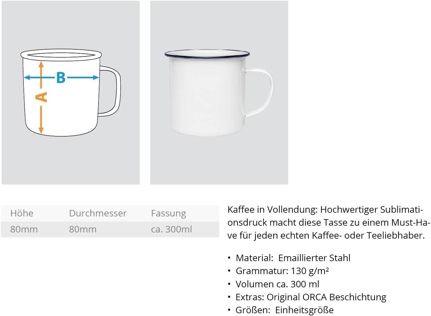 Detailansicht der God is good Emaille-Tasse