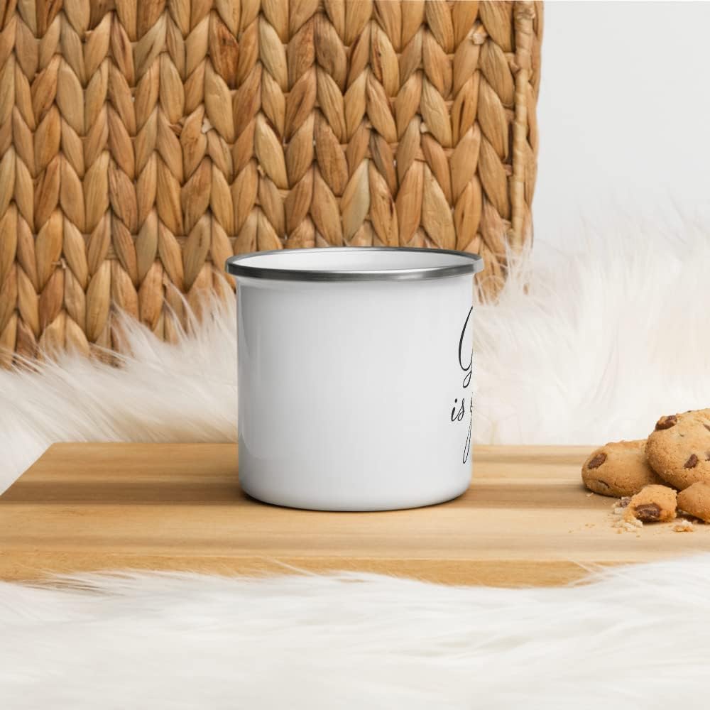Gott ist gut Emaille-Tasse in quadratischer Ansicht